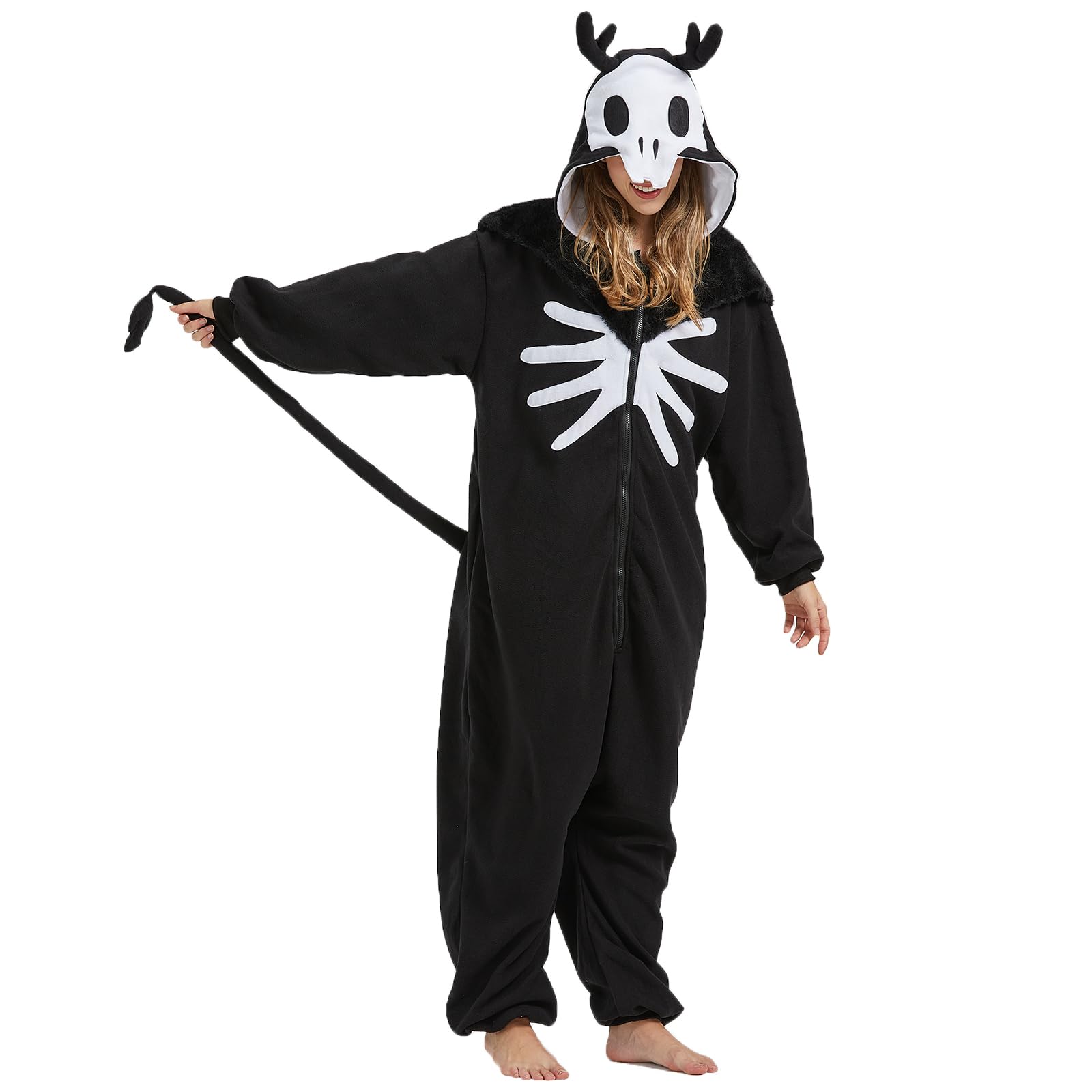 Adult Wendigo Onesie Costume – Mysterious Cryptid Pajamas with Antlers & Realistic Details for Halloween & Cosplay