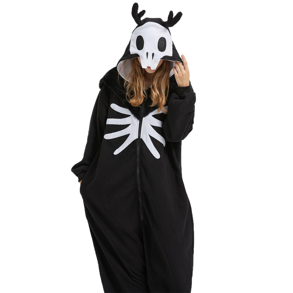 Adult Wendigo Onesie Costume – Mysterious Cryptid Pajamas with Antlers & Realistic Details for Halloween & Cosplay