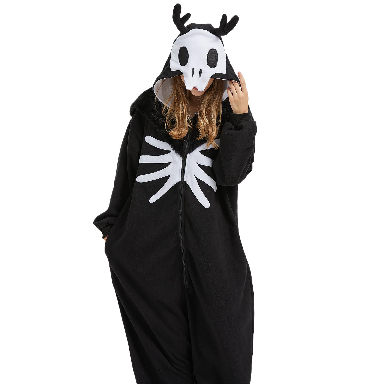 Adult Wendigo Onesie Costume – Mysterious Cryptid Pajamas with Antlers & Realistic Details for Halloween & Cosplay