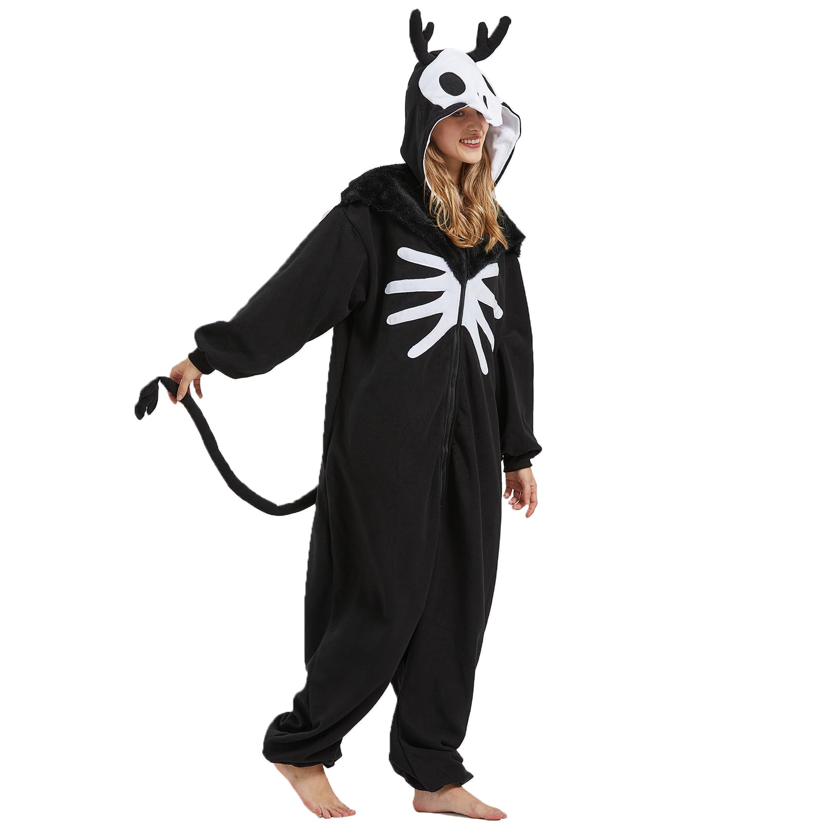Adult Wendigo Onesie Costume – Mysterious Cryptid Pajamas with Antlers & Realistic Details for Halloween & Cosplay