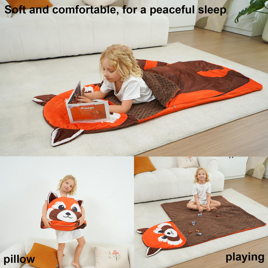 Adorable Axolotl 3-in-1 Sleeping Bag for Kids – Soft Pink Nap Mat with Detachable Tail Pillow